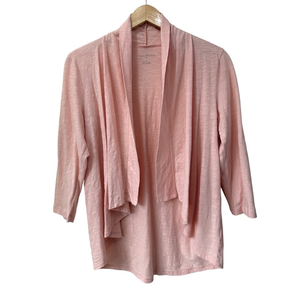 Talbots Dusty Pink Cardigan Lightweight Cotton Long Sleeve Top, M